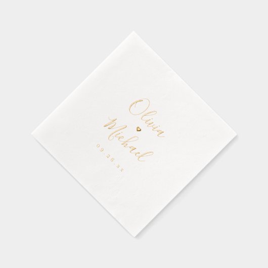 Modern simple elegant script couples names wedding servietten mit folie (Rechts)