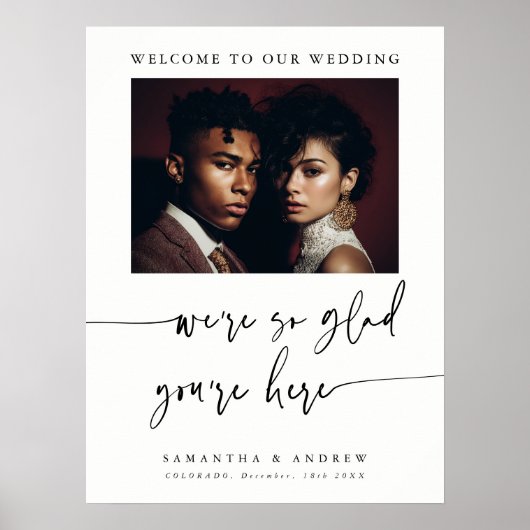 Modern Simple Elegant Script Wedding Photo Sign Poster (Vorne)