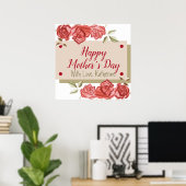 Modern Simple Elegante Chic Red Blume Mütter Day Poster (Heimbüro)