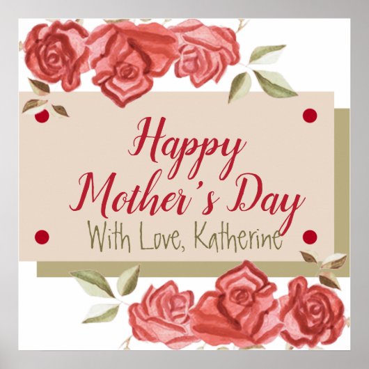 Modern Simple Elegante Chic Red Blume Mütter Day Poster (Vorne)