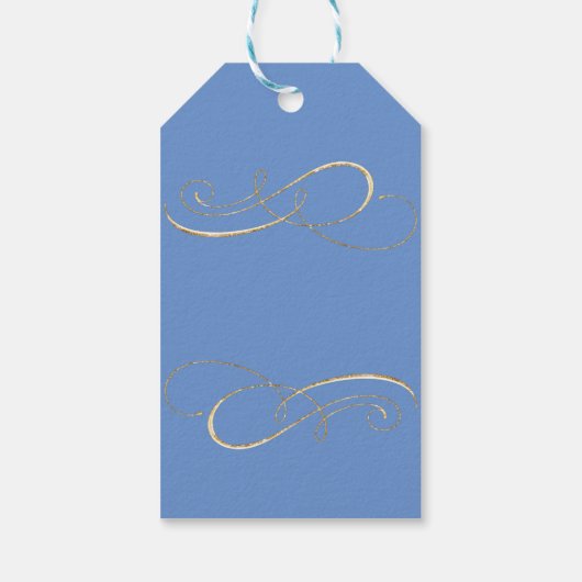 Modern Simple Elegante Christmas Gold Blue Wirbel Geschenkanhänger (Rückseite)