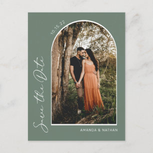 Modern Simple Elegantsage Green Save the Date Ankündigungspostkarte