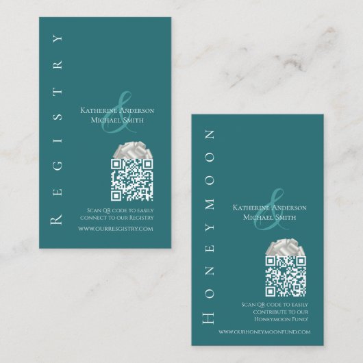 Modern Simple Emerald Green - Wedding Registry- Visitenkarte (Vorne/Hinten)