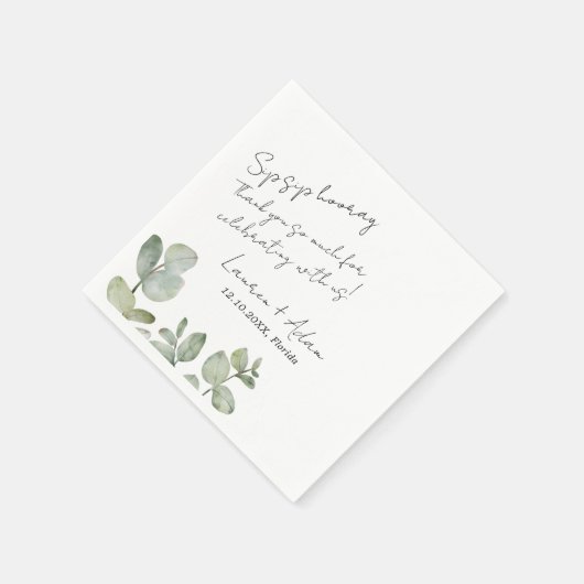 Modern Simple Eucalyptus Greenery Wedding Serviette (Ecke)