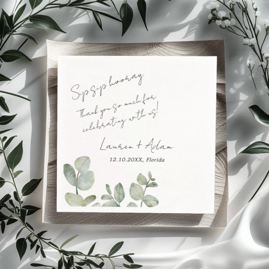 Modern Simple Eucalyptus Greenery Wedding Serviette