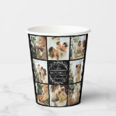 Modern Simple Family Foto Collage Monogram Party Pappbecher (Rückseite)