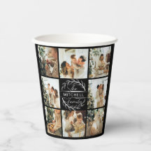 Modern Simple Family Foto Collage Monogram Party