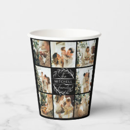 Modern Simple Family Foto Collage Monogram Party Pappbecher