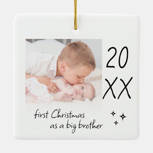 Modern Simple First Christmas As Big Brother Photo Keramikornament (Rückseite)