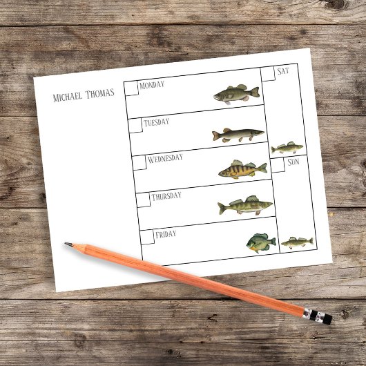 Modern Simple Fisherman Fish Weekly Calendar Notizblock