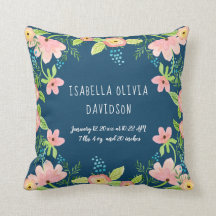 Modern Simple Floral Baby Birth Info Wasserfarbe