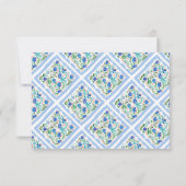 Modern Simple Floral Blue Name Flat Note Card Mitteilungskarte (Rückseite)