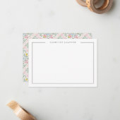 Modern Simple Floral Name Flat Note Card Mitteilungskarte (Vorderseite/Rückseite Beispiel)