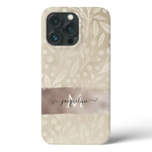 Modern Simple Foliage Neutral Bronze Foil Name