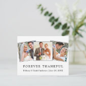 Modern Simple Forever Thankful Wedding 3 Foto Postkarte (Stehend Vorderseite)