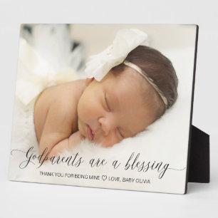 Modern Simple Foto Baptisse Gift for Godeltern Fotoplatte