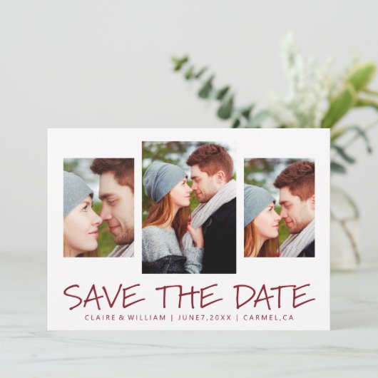 Modern Simple Foto Collage Save the Date Card (Stehend Vorderseite)