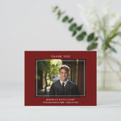 Modern Simple Foto Dark Red Grad Vielen Dank Postkarte (Stehend Vorderseite)