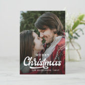 Modern Simple Foto Frohe Weihnachten Tartan (Stehend Vorderseite)