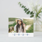 Modern Simple Foto Graduation Party Blue Postcard Postkarte (Stehend Vorderseite)