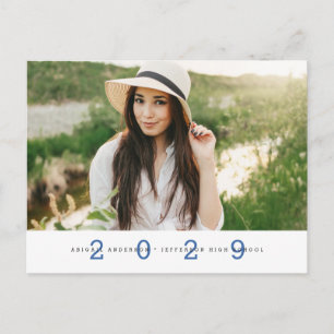 Modern Simple Foto Graduation Party Blue Postcard Postkarte