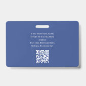 Modern Simple Foto Logo QR Barcode Deep Blue Ausweis (Rückseite)