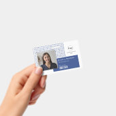 Modern Simple Foto Logo QR Barcode Deep Blue Ausweis (Handheld)