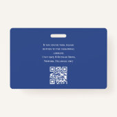 Modern Simple Foto Logo QR Barcode Deep Blue Ausweis (Rückseite)