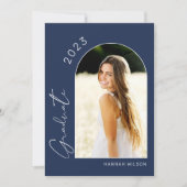 Modern Simple Foto Navy Blue Graduation Party Einladung (Vorderseite)