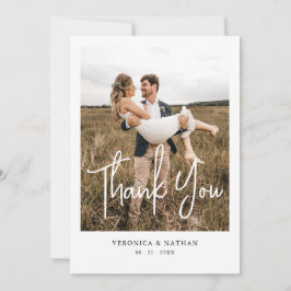 Modern Simple Foto Script Wedding Dankeschön Card Einladung