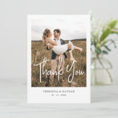 Modern Simple Foto Script Wedding Dankeschön Card Einladung (Stehend Vorderseite)