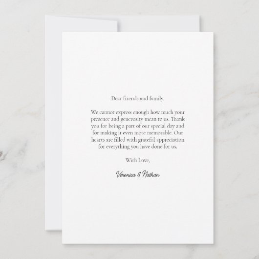 Modern Simple Foto Script Wedding Dankeschön Card Einladung (Rückseite)