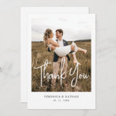 Modern Simple Foto Script Wedding Dankeschön Card Einladung (Vorne/Hinten)