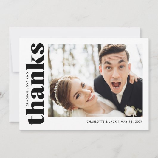 Modern Simple Foto Wedding Dankeschön Card Dankeskarte (Vorderseite)