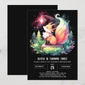 Modern Simple Fox Geburtstag digital Einladung (Vorne/Hinten)