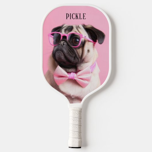 Modern Simple Funny Dog Pet Photo Pickleball Schläger (Rückseite)