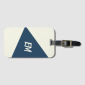 Modern Simple Geometric Blue und Cream Gepäckanhänger (Vorderseite (Horizontal))