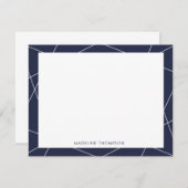 Modern Simple Geometric Navy Blue Border Name Mitteilungskarte (Vorne/Hinten)
