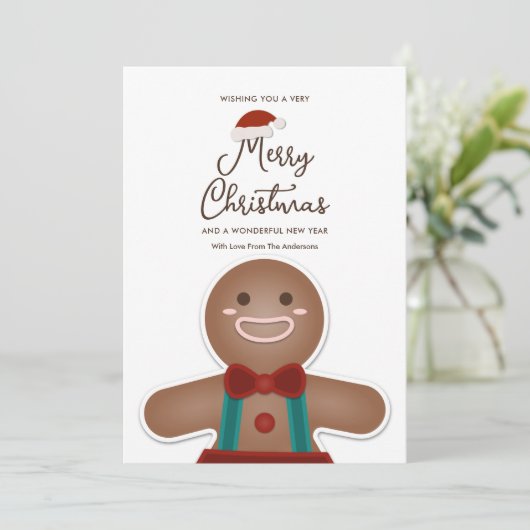 Modern Simple Gingerbread Mann Frohe Weihnachten (Stehend Vorderseite)