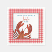 Modern Simple Gingham Lobster Seafood Whimsical Serviette (Vorderseite)