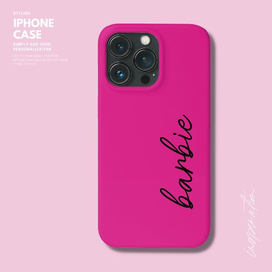 Modern Simple Girl Hot Pink Script Name Monogram Case-Mate iPhone Hülle