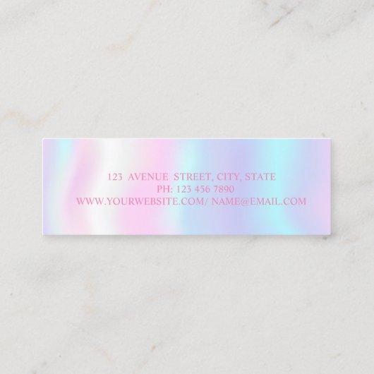 Modern Simple Glitzer Lips, Holograph Makeup Artis Mini Visitenkarte (Rückseite)