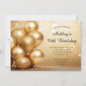 Modern Simple Gold 50. Geburtstag Einladung (Vorderseite)