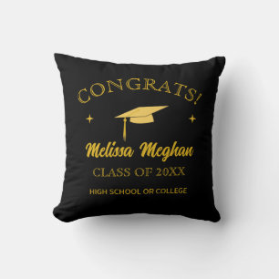 Modern Simple Gold Cap Typografy Abschluss Gift Kissen