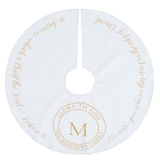 Modern Simple Gold Religious Bible Verse Weihnacht Polyester Weihnachtsbaumdecke (Vorderseite)