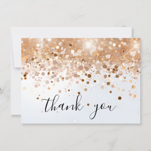 Modern Simple Gold Sequin Glitzer Script Vielen Da Dankeskarte (Vorderseite)