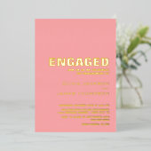 Modern Simple Gold Text Pink Engagement Party Folieneinladung (Stehend vorne)