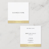 Modern Simple Gold White Beruflich Elegante Cool Quadratische Visitenkarte (Vorne/Hinten)