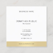 Modern Simple Gold White Beruflich Elegante Cool Quadratische Visitenkarte (Rückseite)