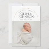 Modern Simple Golden Arch Baby Foto Birth Ankündigung (Vorderseite)